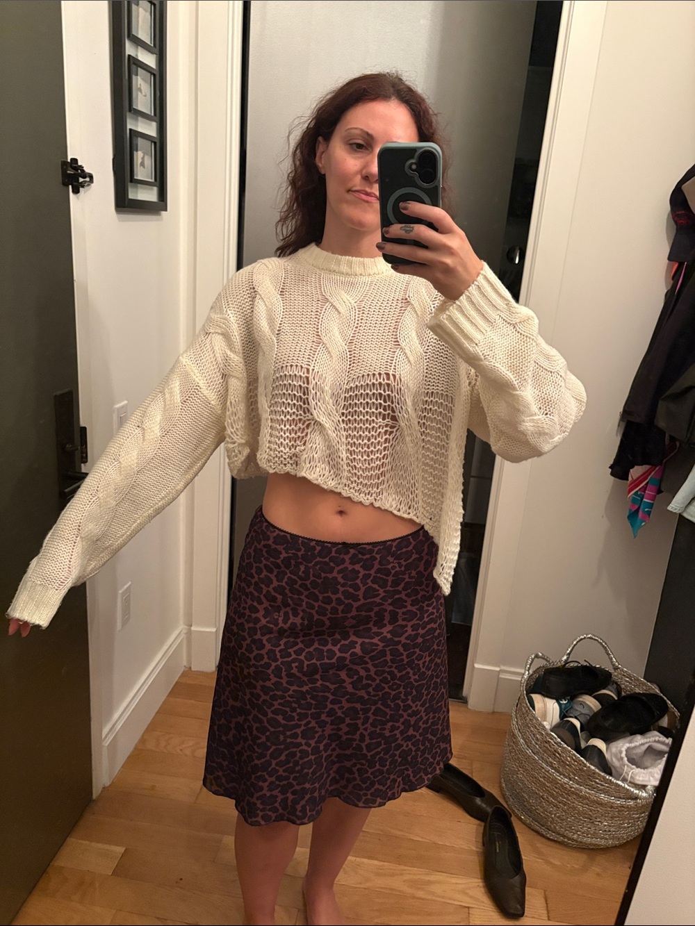 The Ragged Priest Cream Cropped Cable Knit Sweater